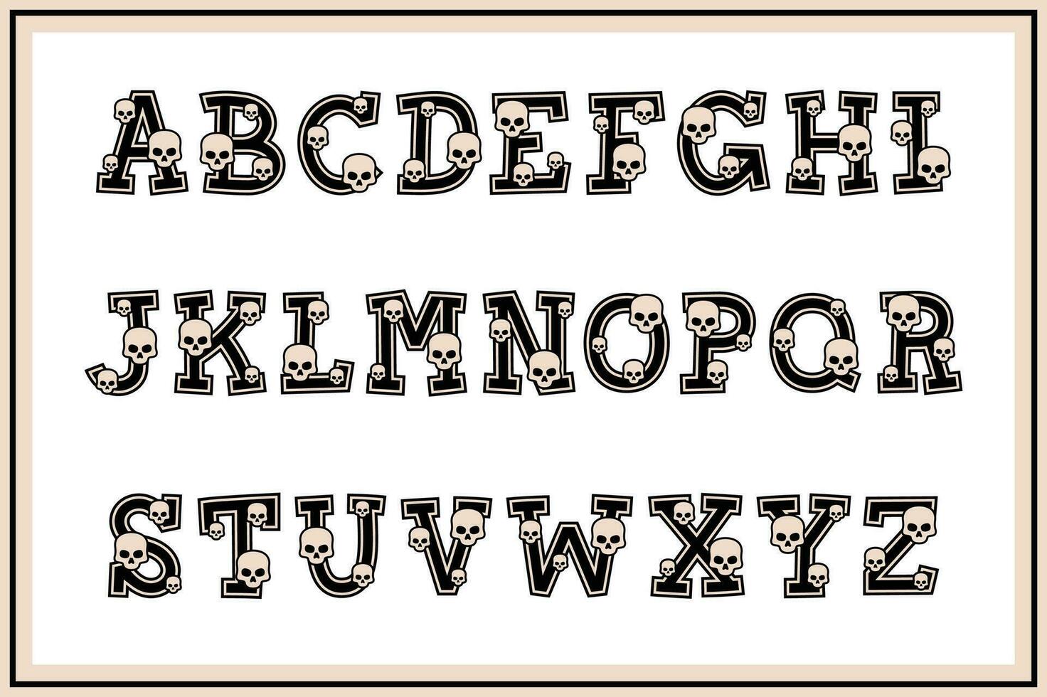 mångsidig samling av skalle alfabet brev för olika användningar vektor