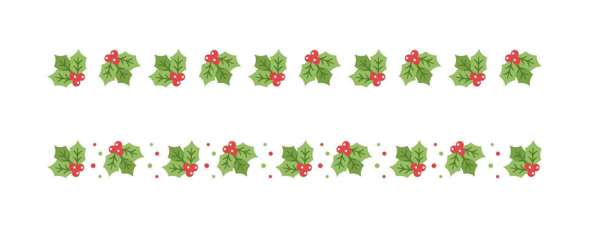 Weihnachten Mistel Muster dekorativ Rand und Text Teiler Satz, Vektor Illustration.