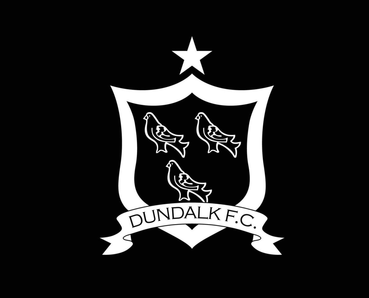 dundalk fc klubb logotyp symbol vit irland liga fotboll abstrakt design vektor illustration med svart bakgrund