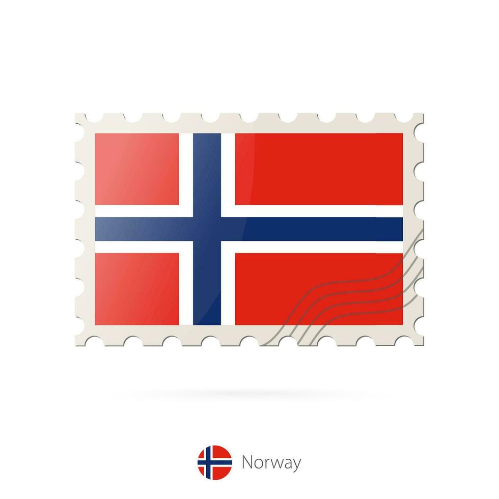 porto stämpel med de bild av Norge flagga. vektor