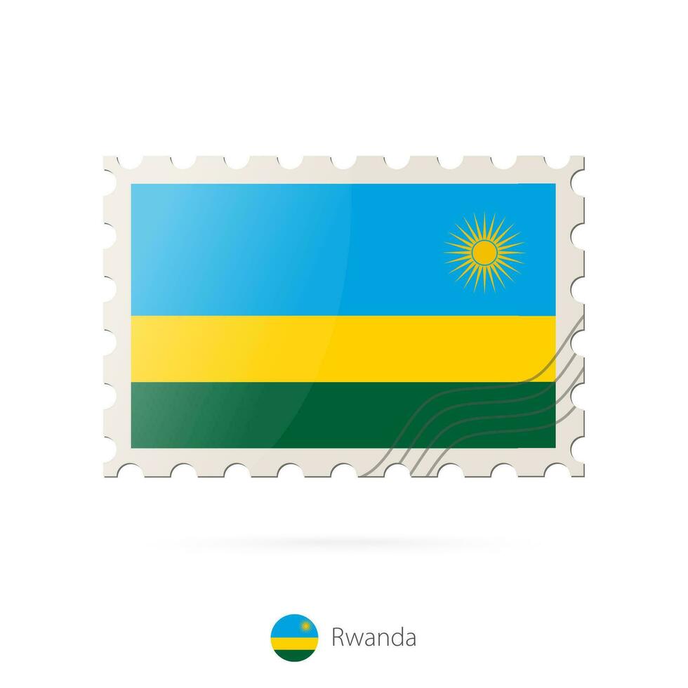 Porto Briefmarke mit das Bild von Ruanda Flagge. vektor