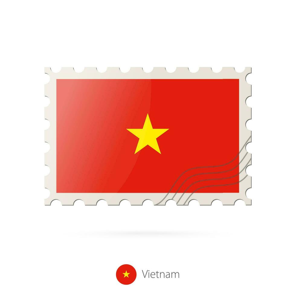 Porto Briefmarke mit das Bild von Vietnam Flagge. vektor