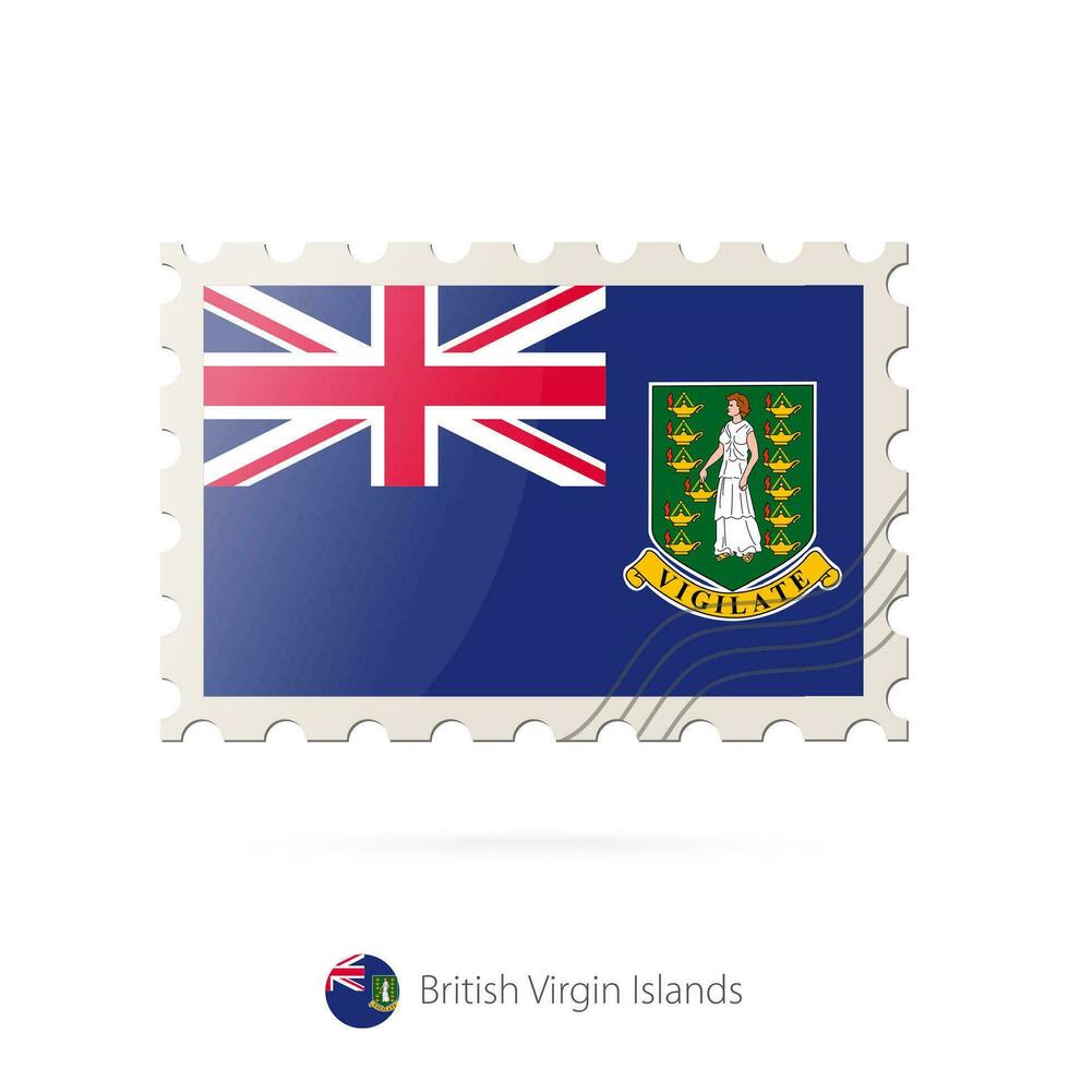Porto Briefmarke mit das Bild von britisch Jungfrau Inseln Flagge. vektor