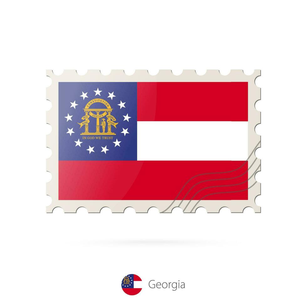 Porto Briefmarke mit das Bild von Georgia Zustand Flagge. vektor
