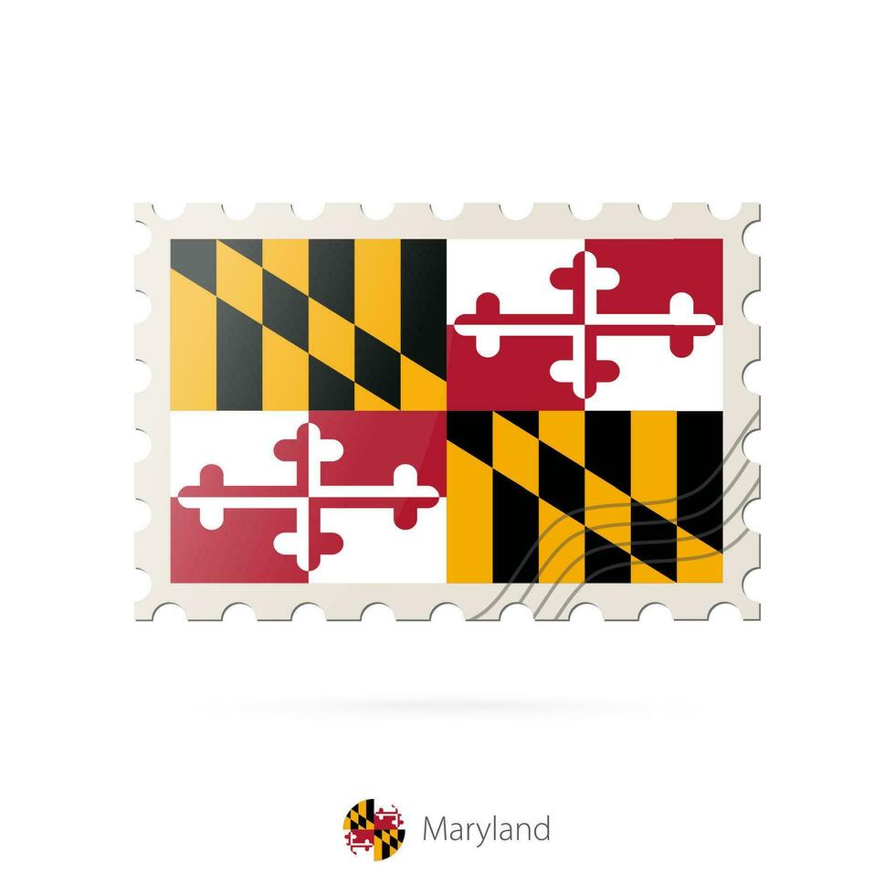 Porto Briefmarke mit das Bild von Maryland Zustand Flagge. vektor