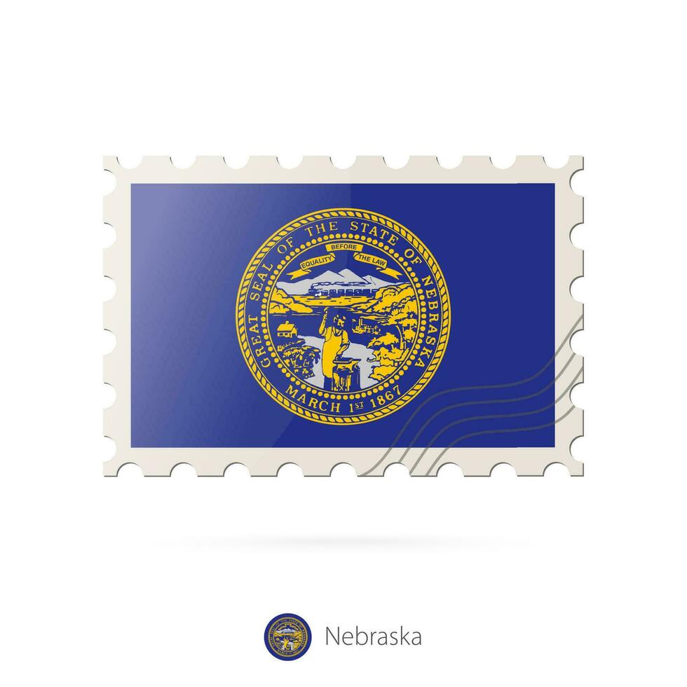 Porto Briefmarke mit das Bild von Nebraska Zustand Flagge. vektor