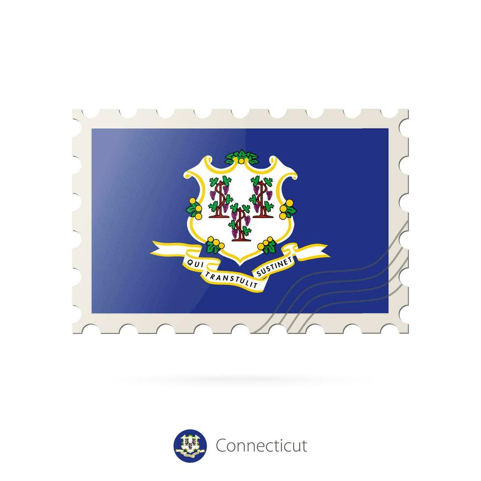 porto stämpel med de bild av connecticut stat flagga. vektor