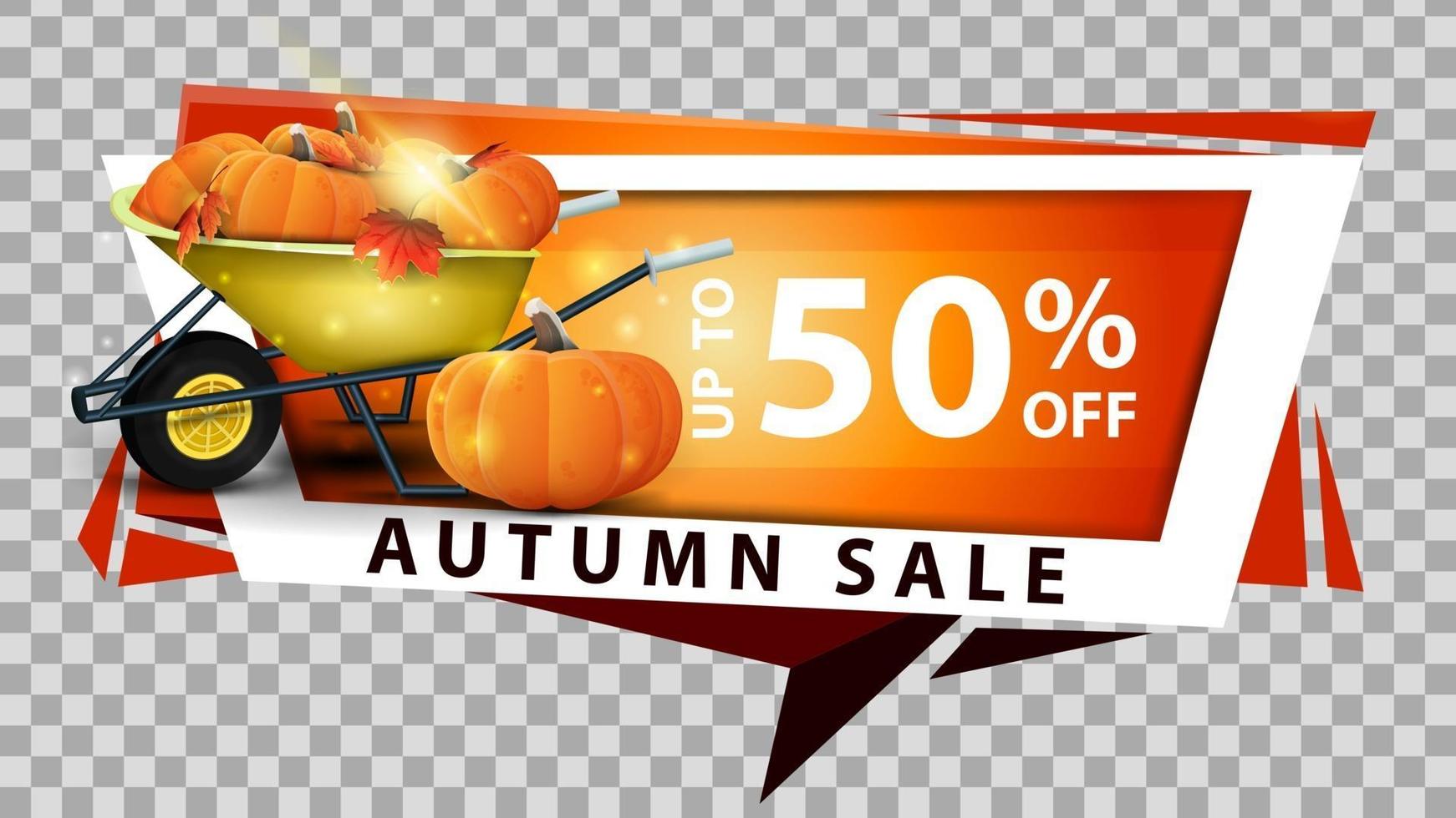 Herbstverkauf, Banner im geometrischen Stil mit einer Ernte von Kürbissen vektor