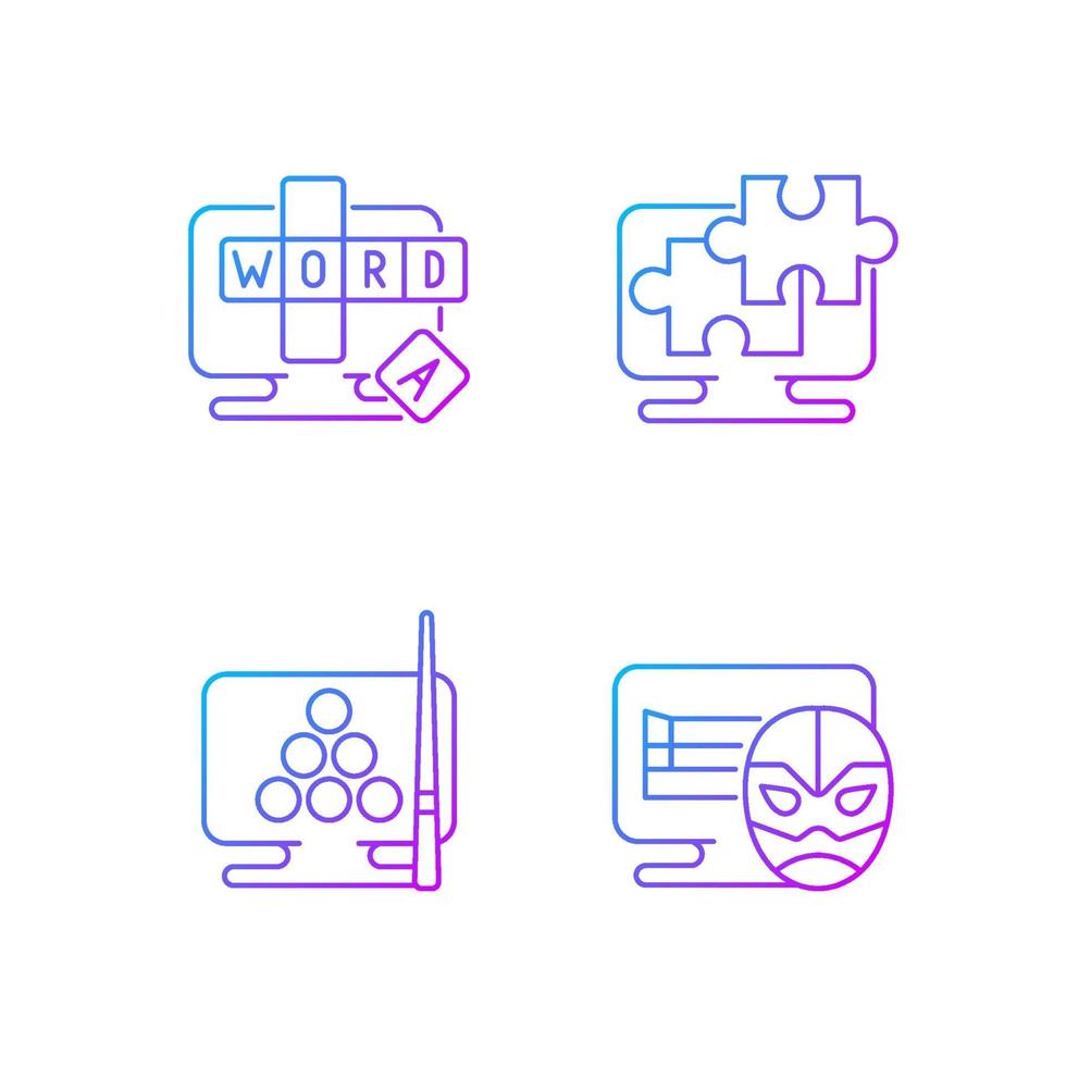 intellektuelle Spielarten lineare Vektorsymbole mit Farbverlauf eingestellt vektor