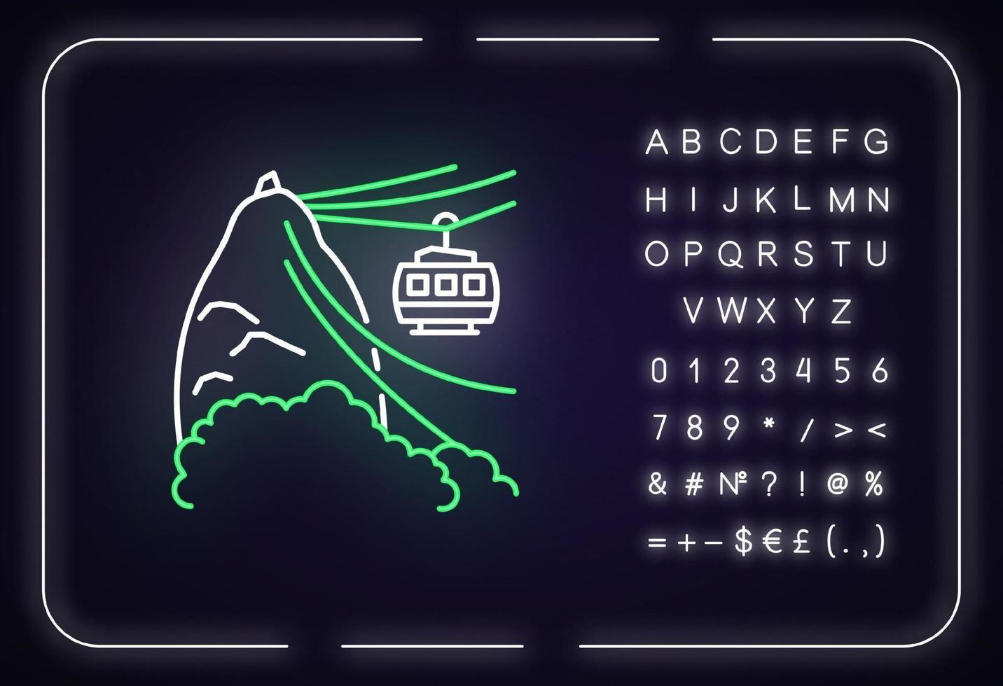 ropeway neonljus ikon vektor