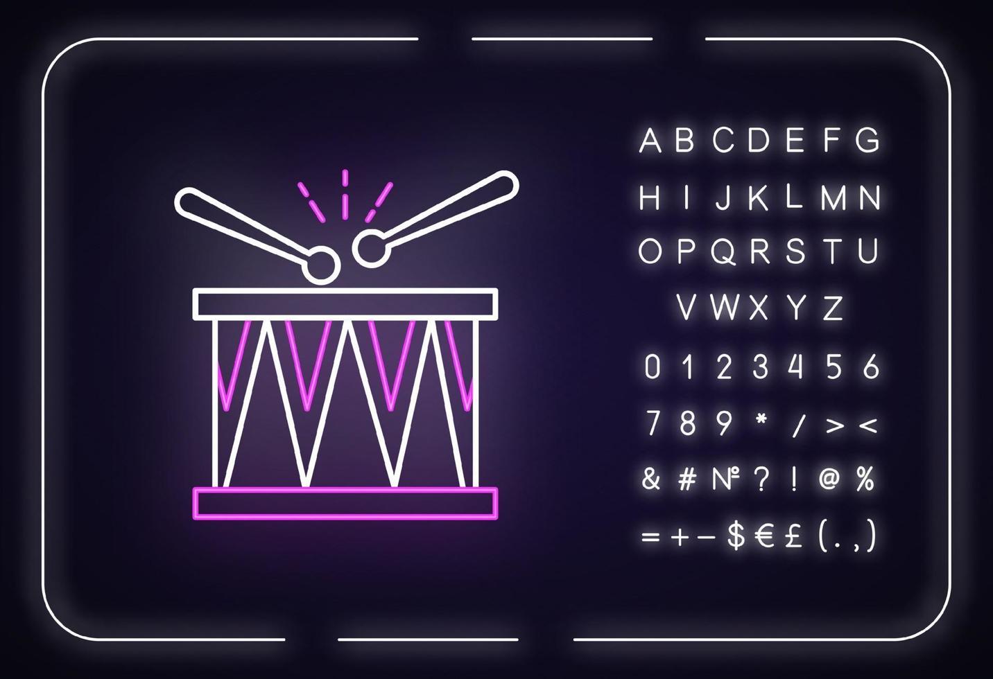 Schlagzeug-Neonlicht-Symbol vektor