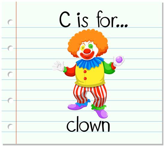 Flashcard brev C är för clown vektor