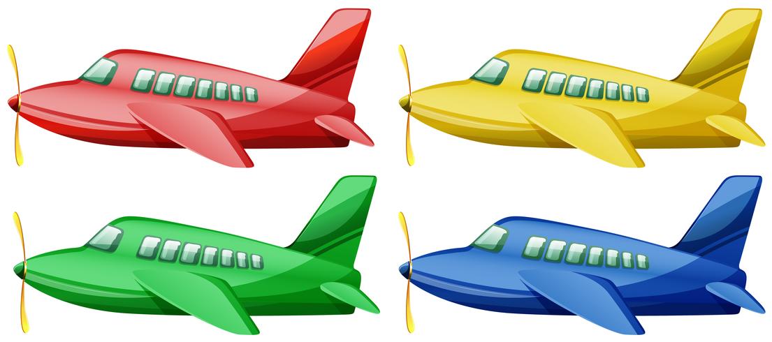 Flugzeuge in vier verschiedenen Farben vektor