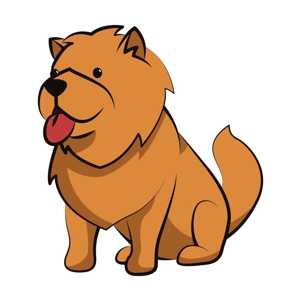 Chow-Chow-Hund niedliche Cartoon-flaches Design vektor