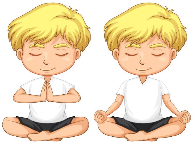 Ung blond pojke mediterar vektor