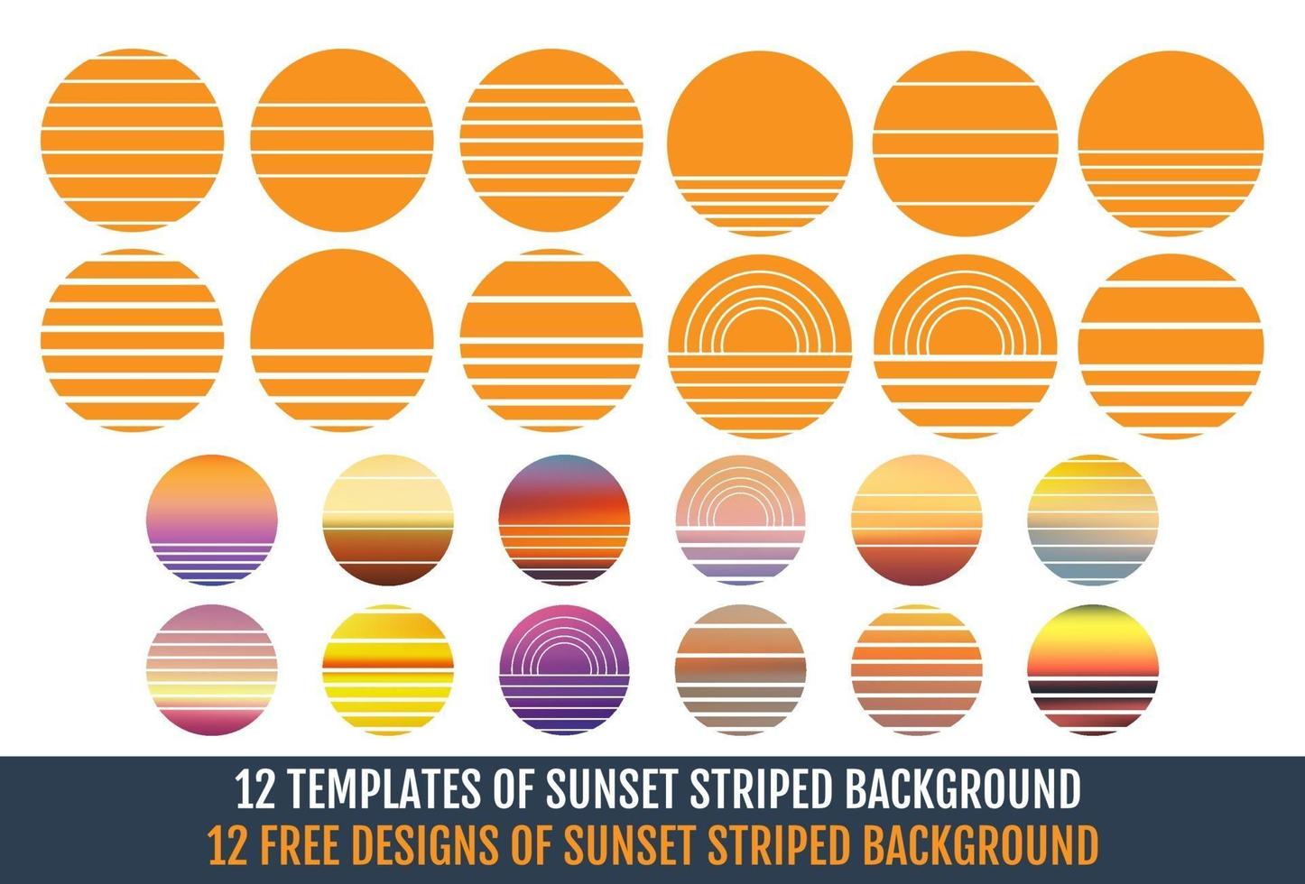 Vorlagen und Designs von gestreiften Hintergründen für den Sonnenuntergang vektor