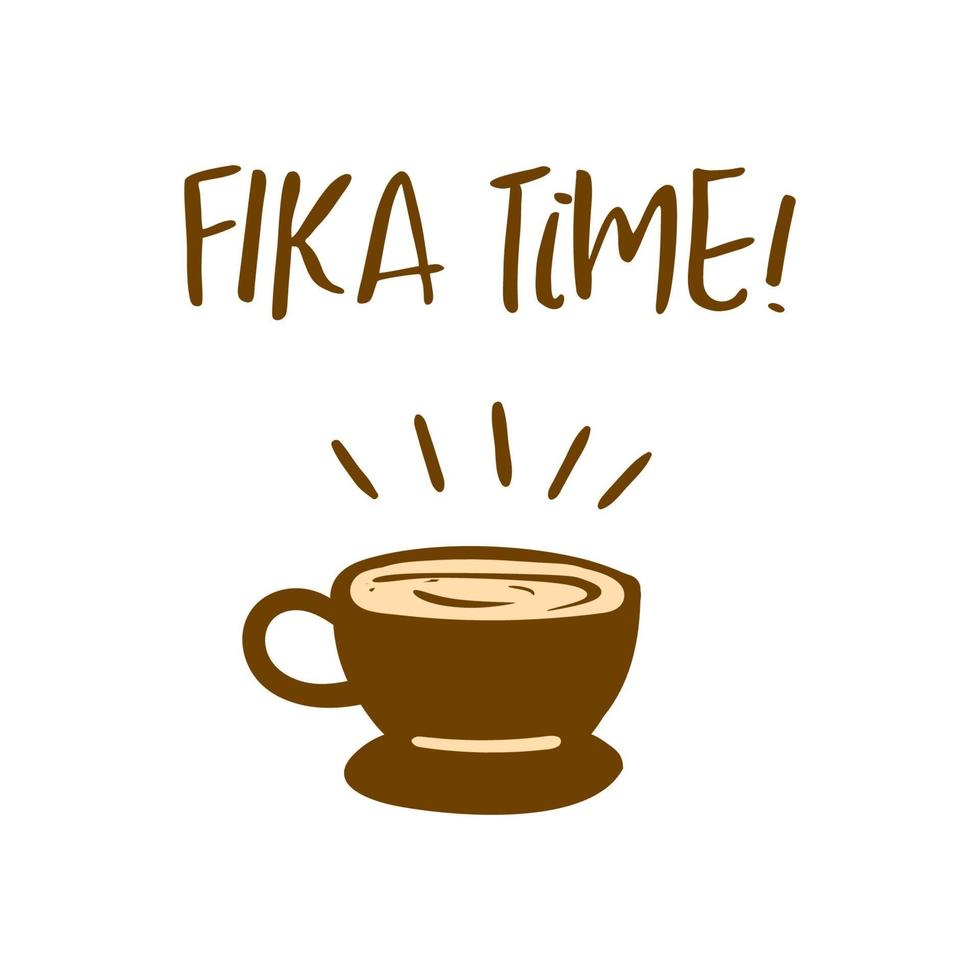 Coffeeshop-Poster mit Tasse und Fika-Zeitwörtern vektor