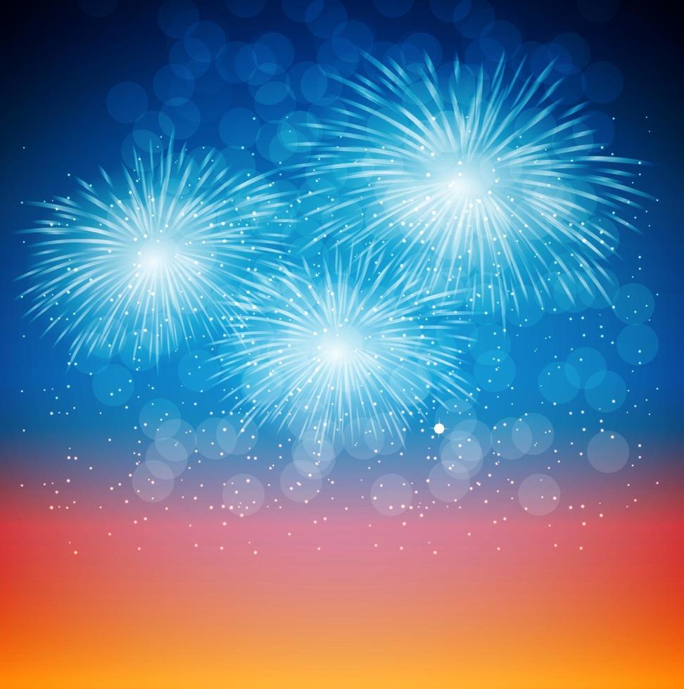 Vektor-Illustration von Feuerwerk, Gruß auf dunklem Hintergrund vektor