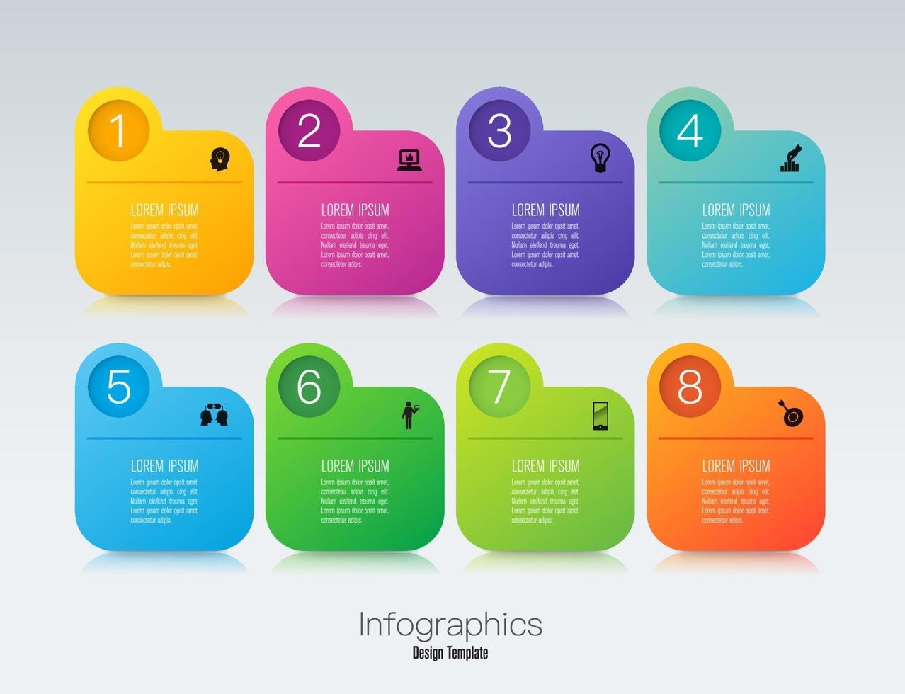 Infografik-Design und Icons mit 8 Schritten vektor