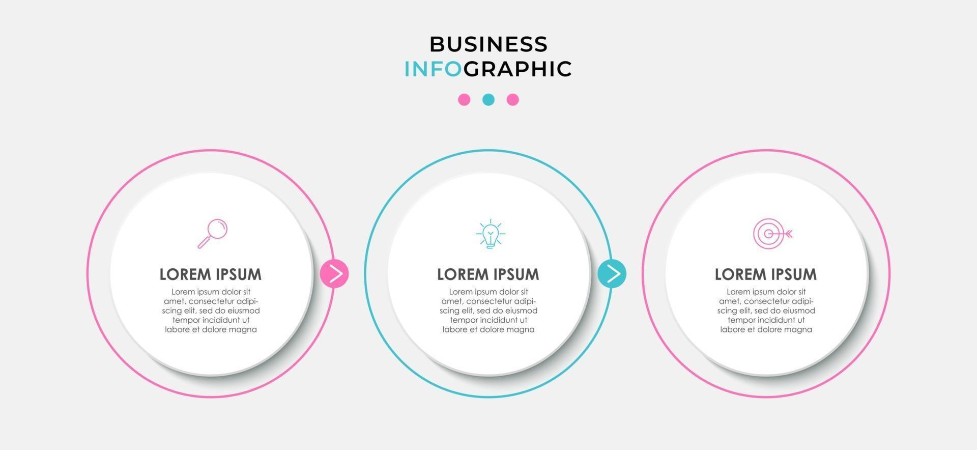 Infografik-Design-Vorlagenvektor mit Symbolen und 3 Optionen oder Schritten vektor