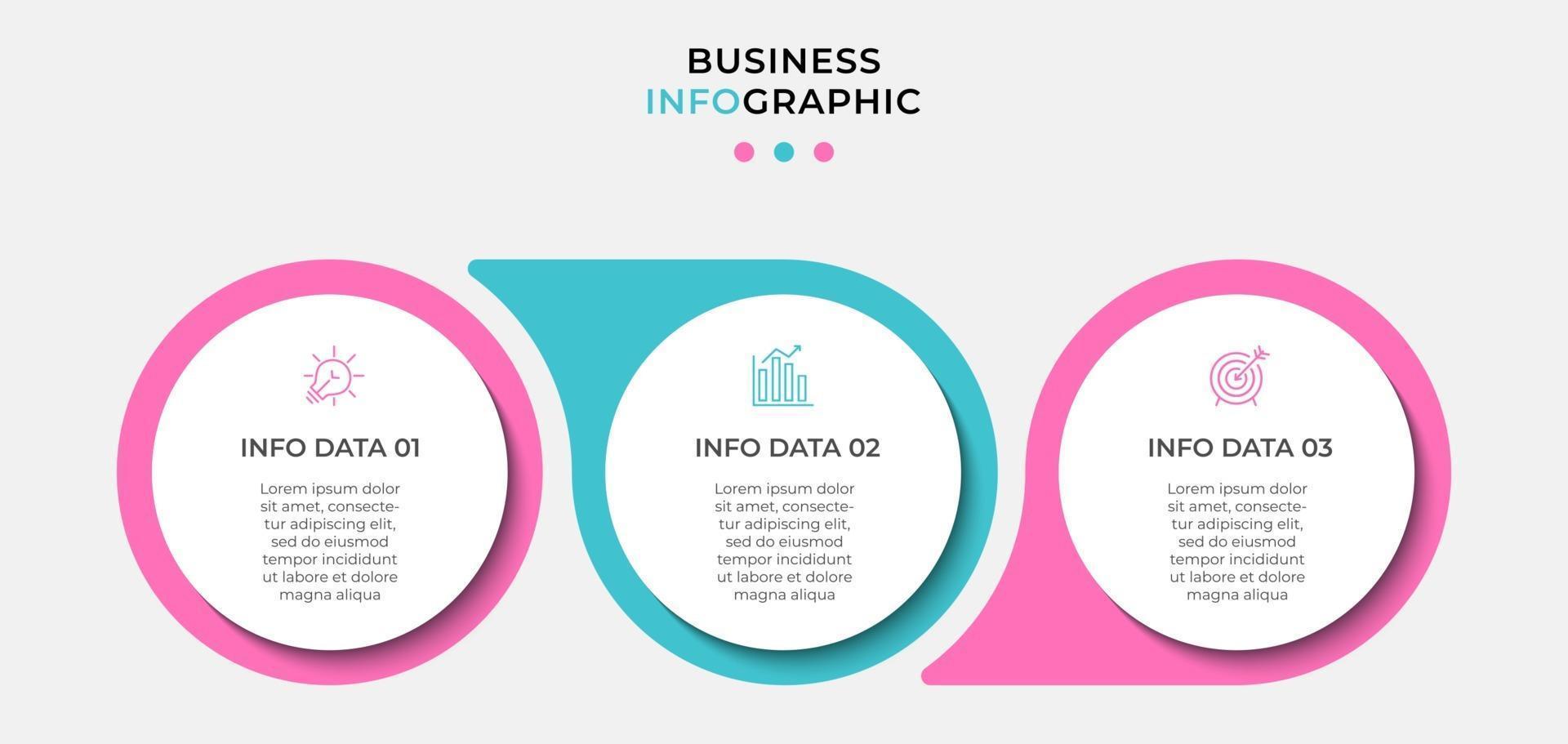 Infografik-Design-Vorlagenvektor mit Symbolen und 3 Optionen oder Schritten vektor