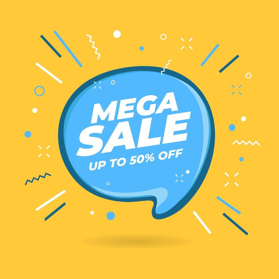 Mega Sale Sprechblase geformtes Banner. vektor