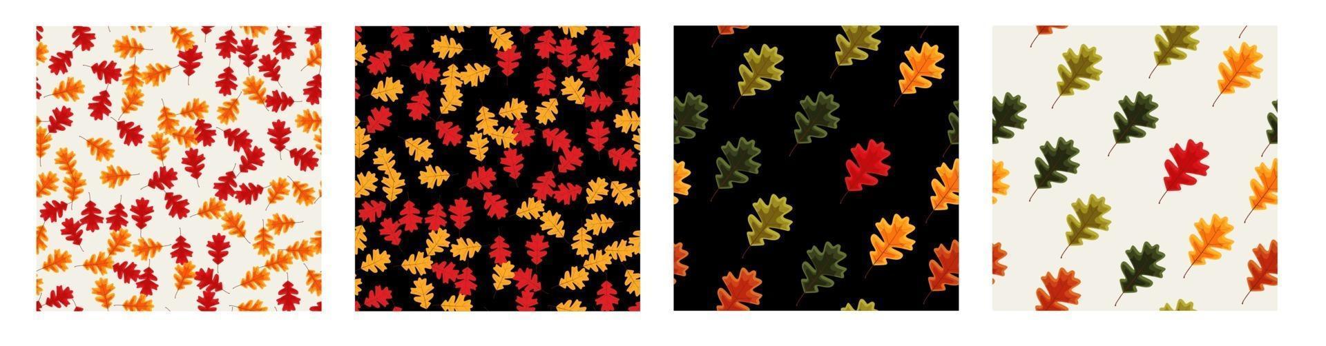 Herbst fallende Blätter nahtlose Muster Hintergrund Sammlung Set vektor