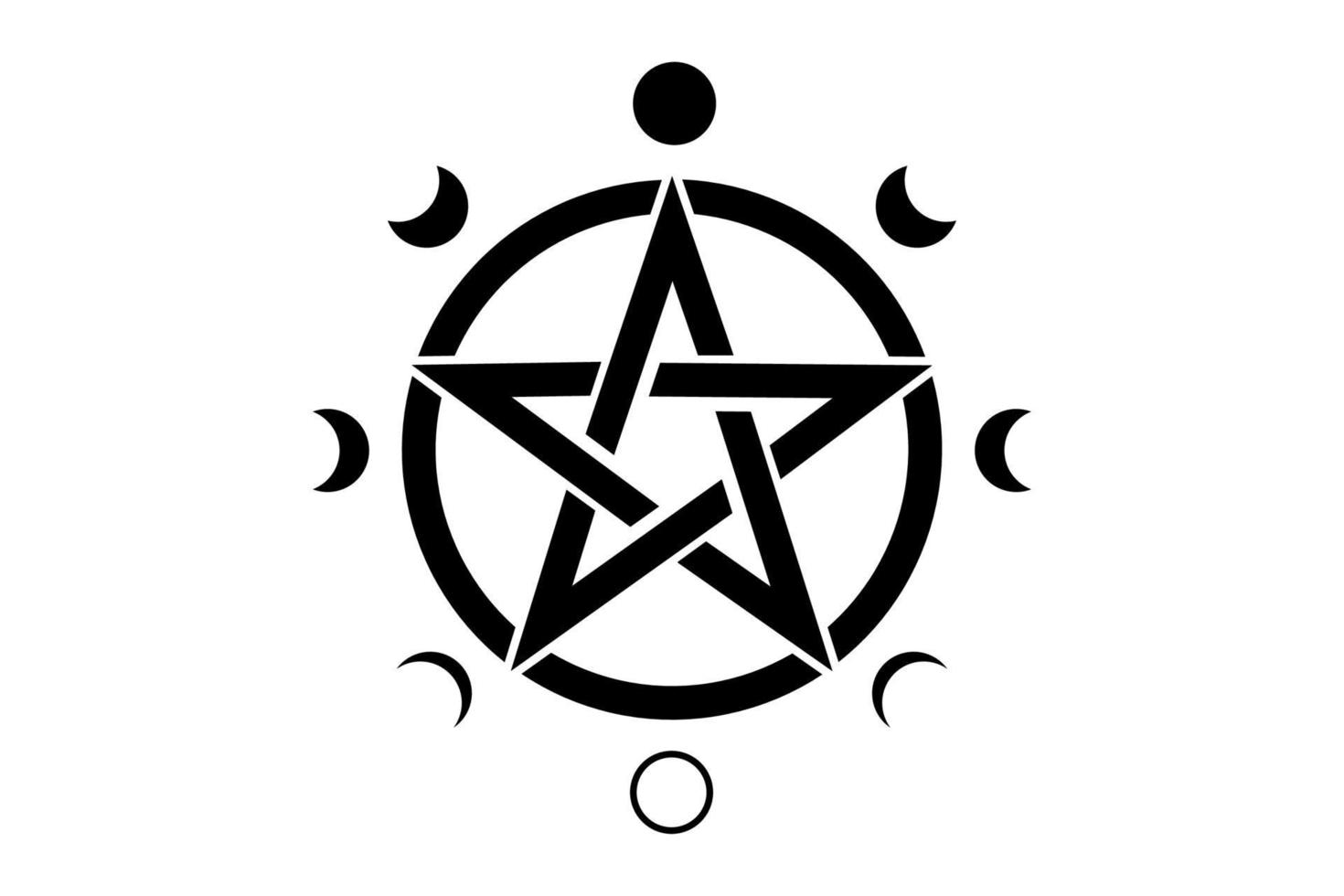 pentacle cirkelsymbol och månens faser. wiccan symbol vektor