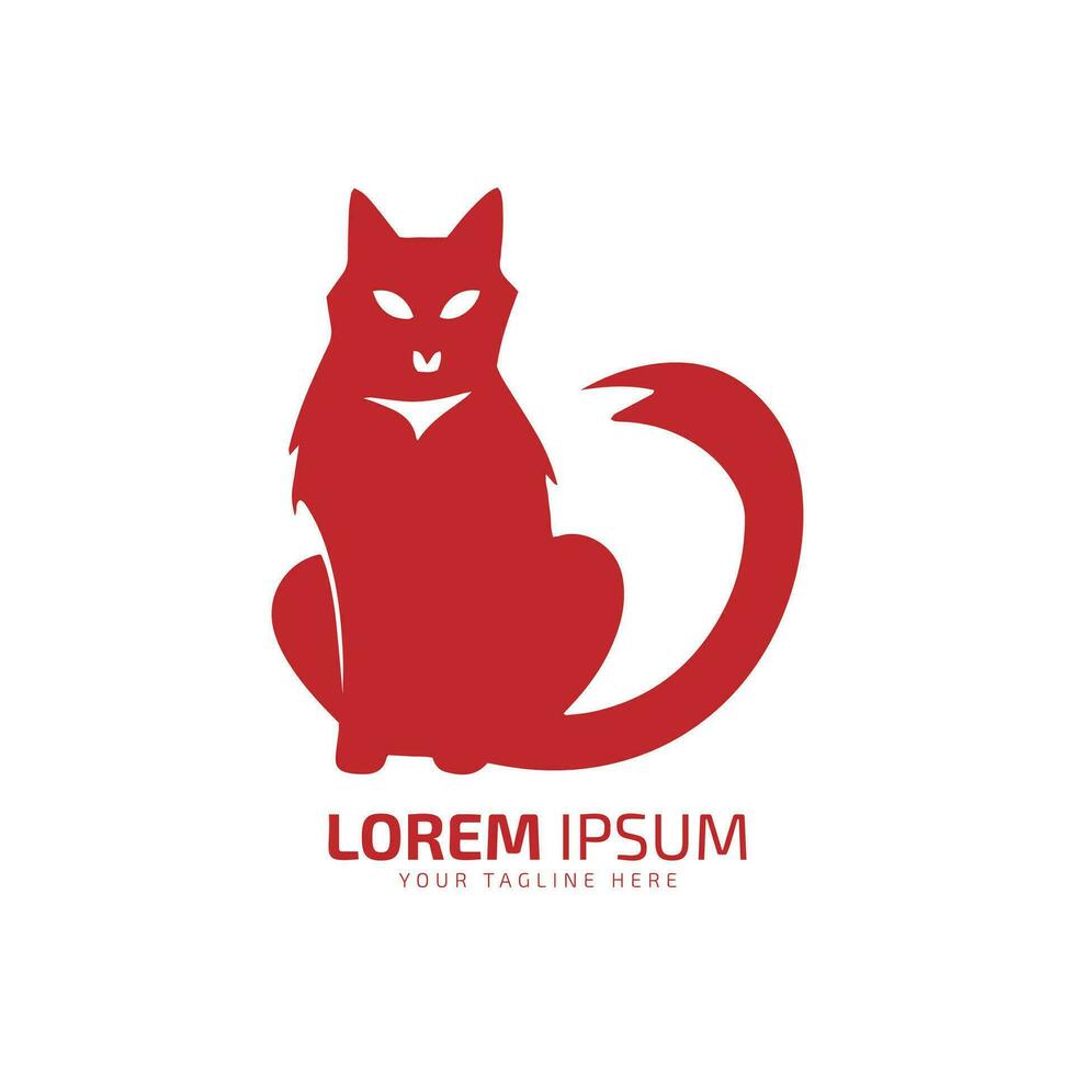 minimal och abstrakt katt logotyp eller kattunge ikon silhuett vektor isolerat design