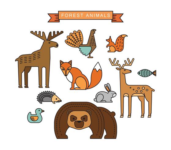 Vektor illustrationer av skogsdjur.