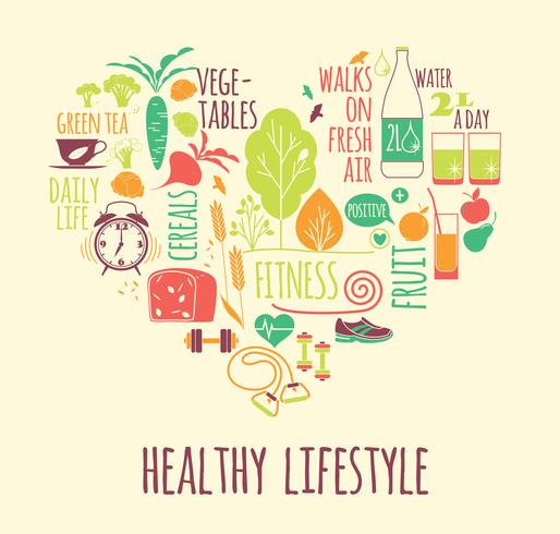 Vektor illustration av hälsosam livsstil.