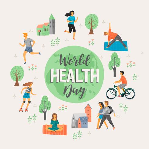 Världshälsodagen. Hälsosam livsstil. vektor