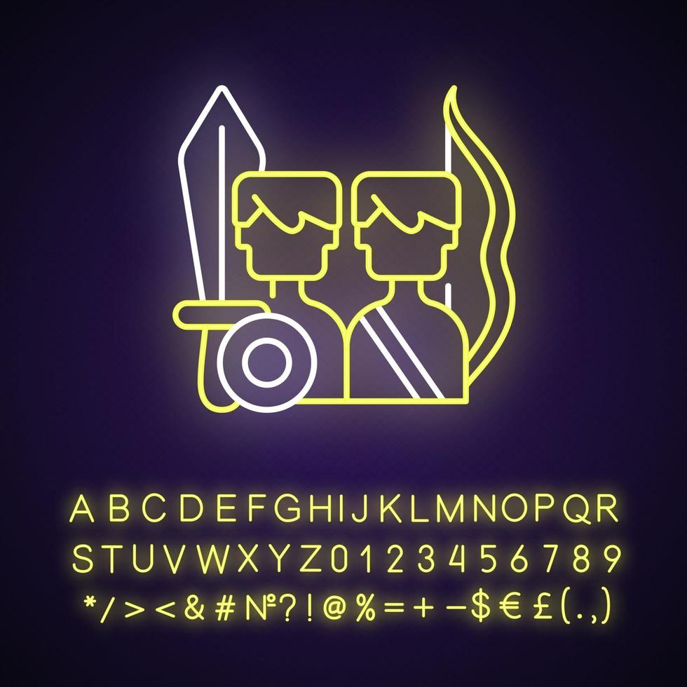 Multiplayer-Online-Kampfarena-Spiel Neonlicht-Symbol vektor
