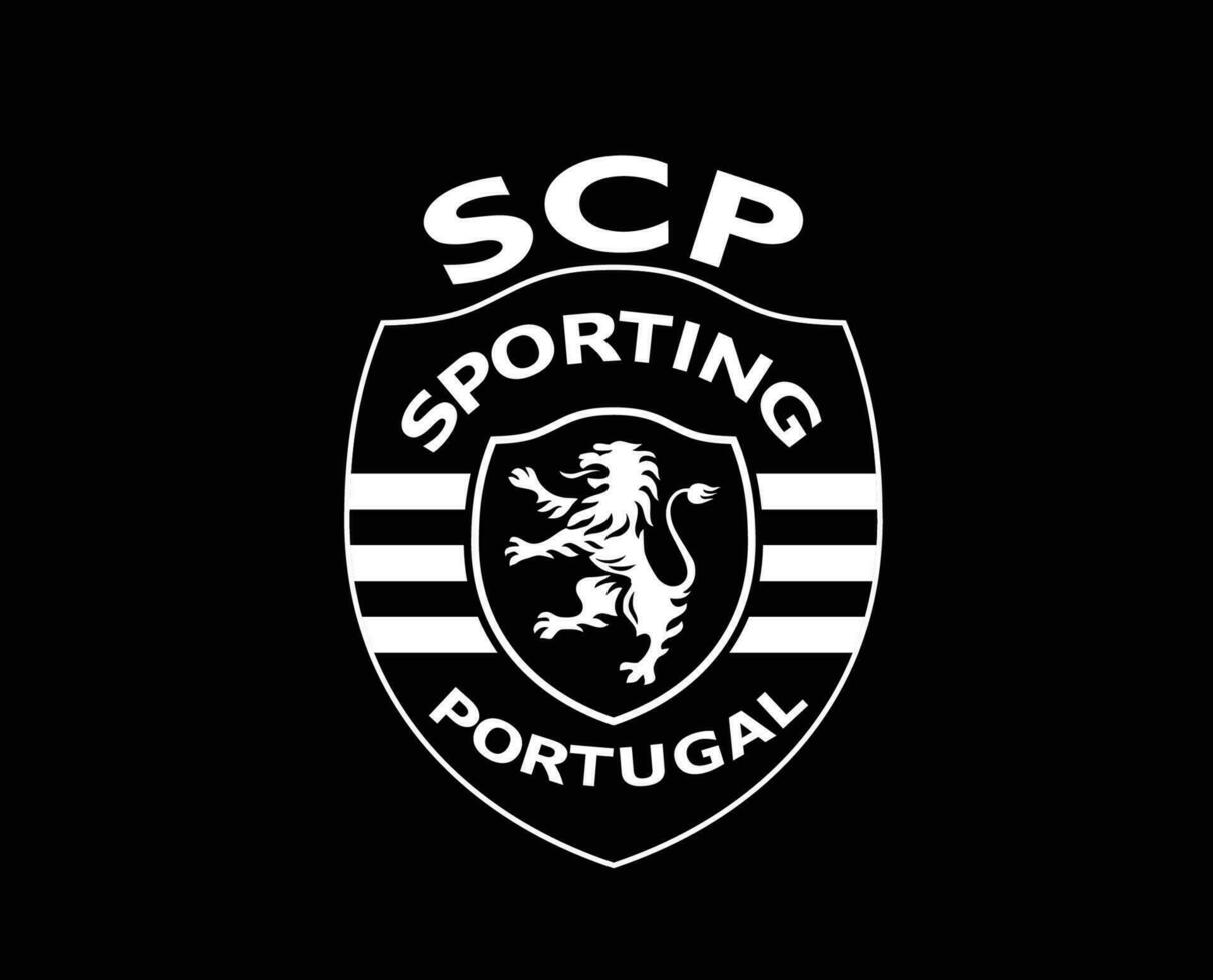 sportslig cp klubb symbol logotyp vit portugal liga fotboll abstrakt design vektor illustration med svart bakgrund