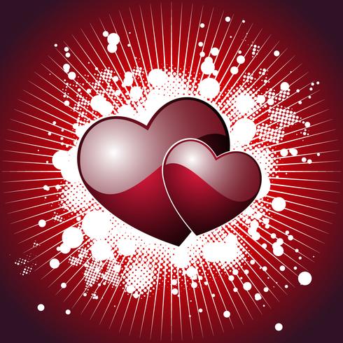 Alla hjärtans dag illustration med blanka röda hjärtan. vektor