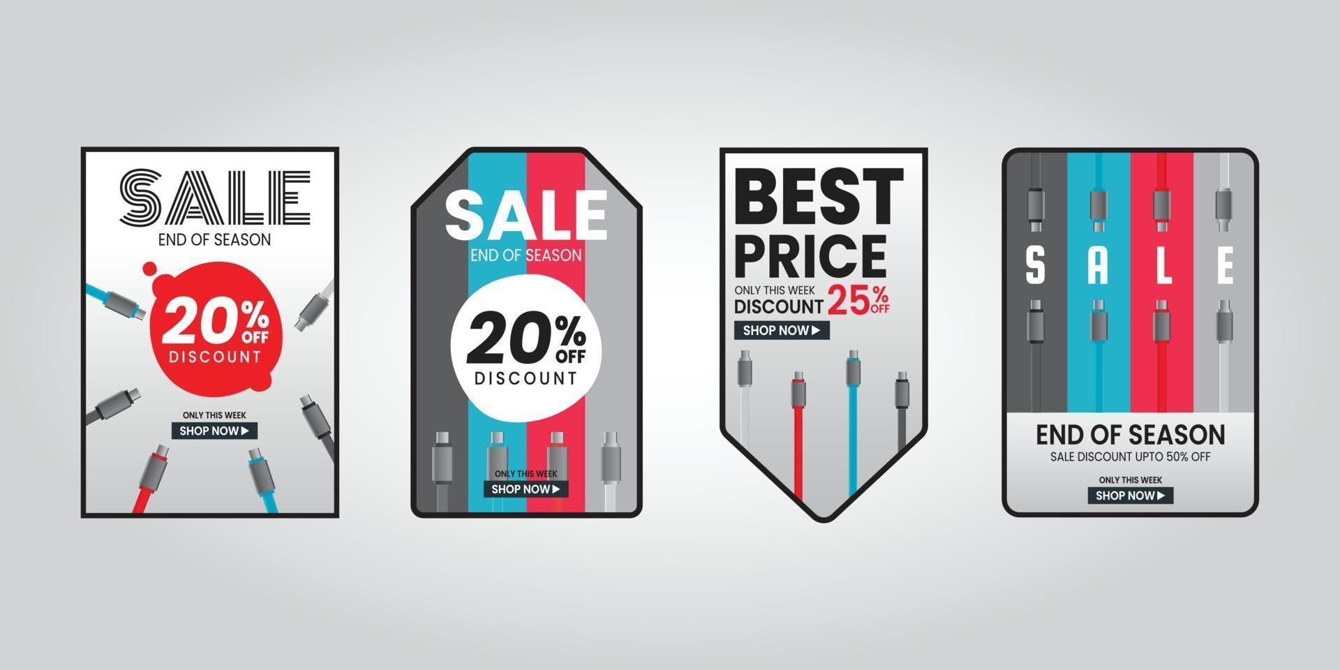 Ende Jahr Verkauf Rabatt Mobilgerät USB-Ladekabel vektor