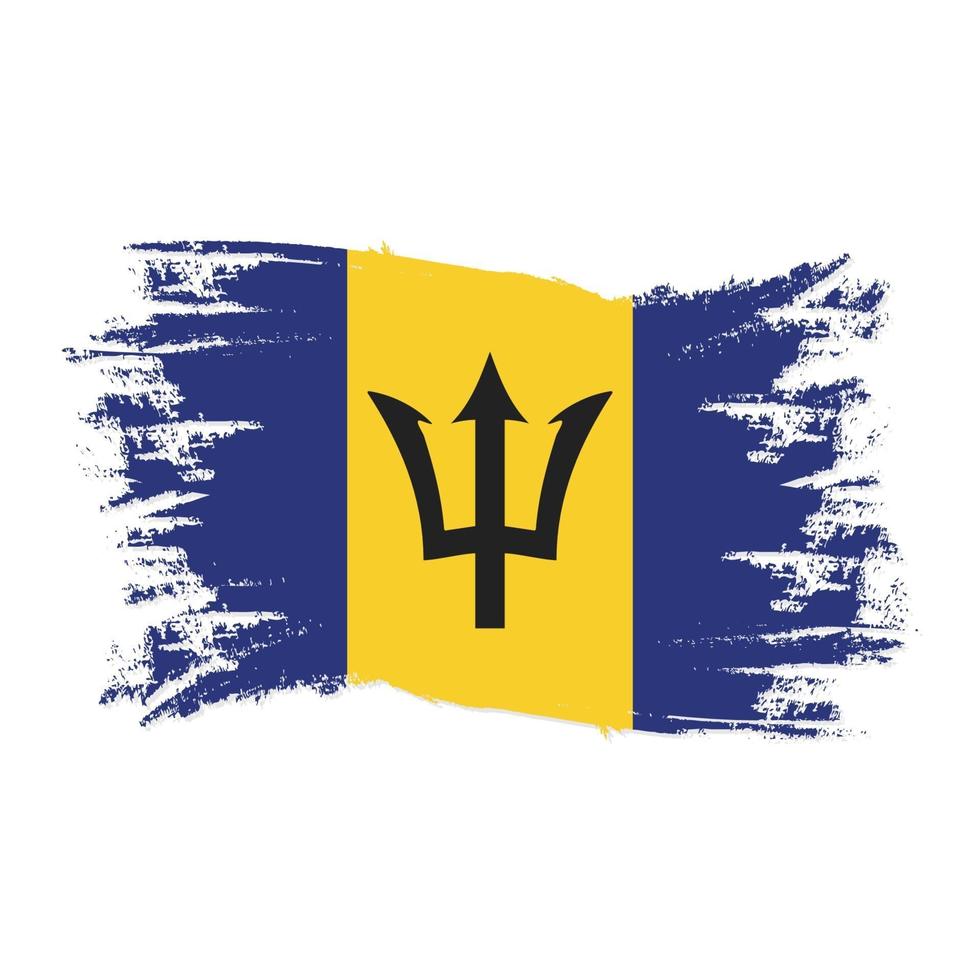 Barbados-Flagge mit Aquarellpinselart-Designvektor vektor