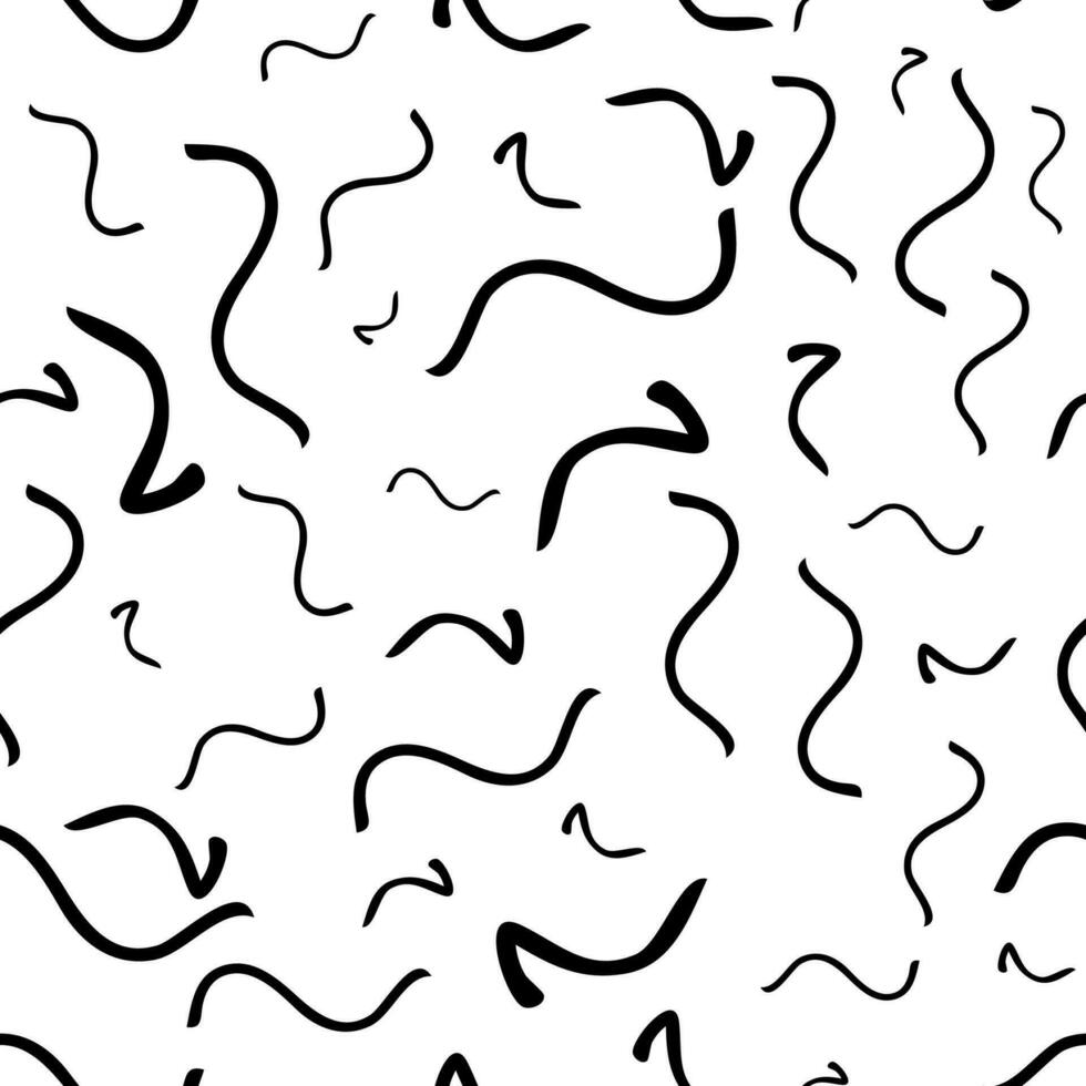nahtlos Muster mit schwarz Hand gezeichnet Gekritzel wellig Linien auf Weiß Hintergrund. abstrakt Grunge Textur. Vektor Illustration