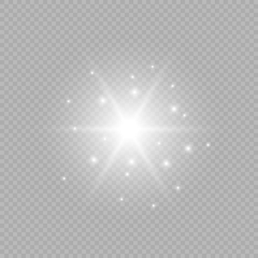 ljus effekt av lins bloss. vit lysande lampor starburst effekter med pärlar på en grå bakgrund. vektor illustration