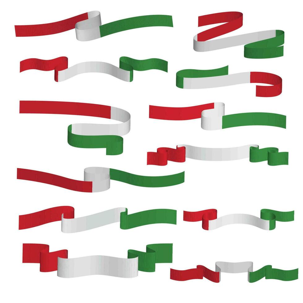 Italien band flagga vektor bunt uppsättning