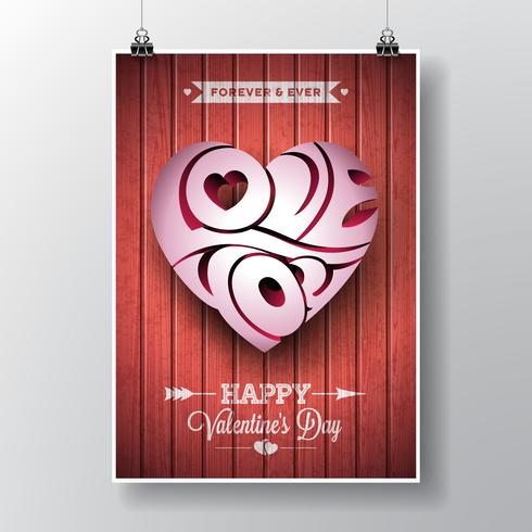 Valentinstagthema mit Liebe 3d Sie typografisches Herzdesign vektor