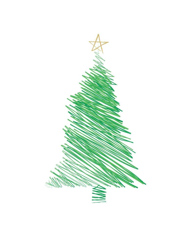 fröhlich Weihnachten Baum Gliederung Gruß Karte Vektor Illustration Design. Gruß Karte. Weihnachten Baum.