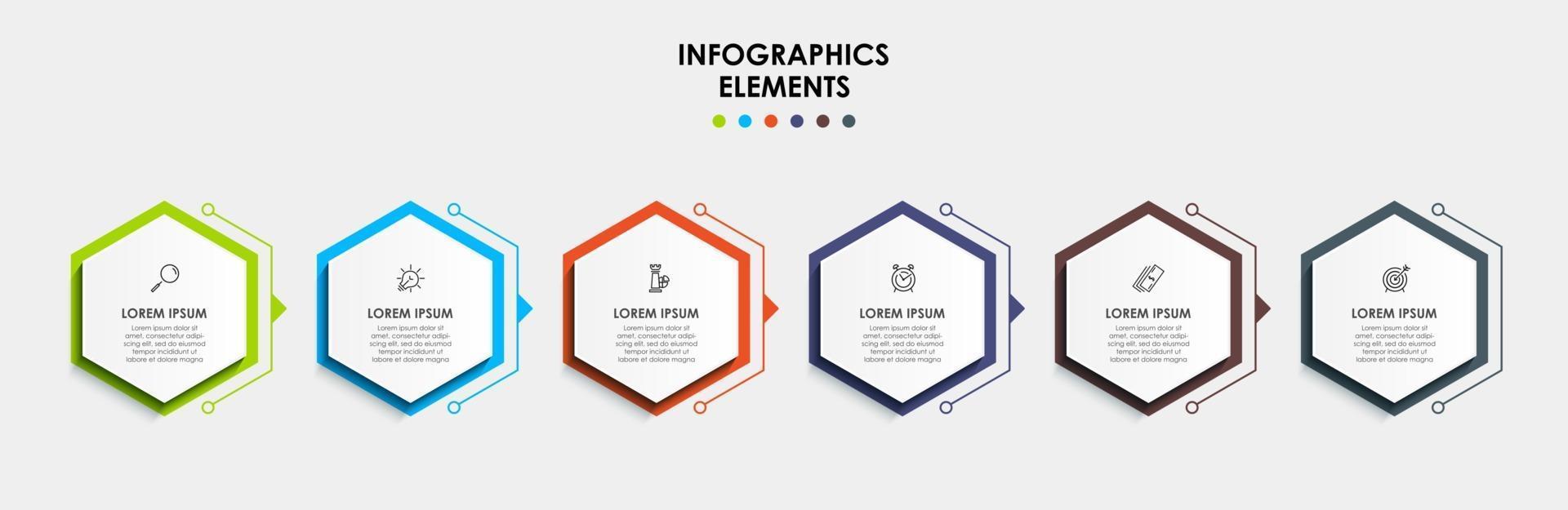 infographic designmall med ikoner och 6 alternativ eller steg vektor