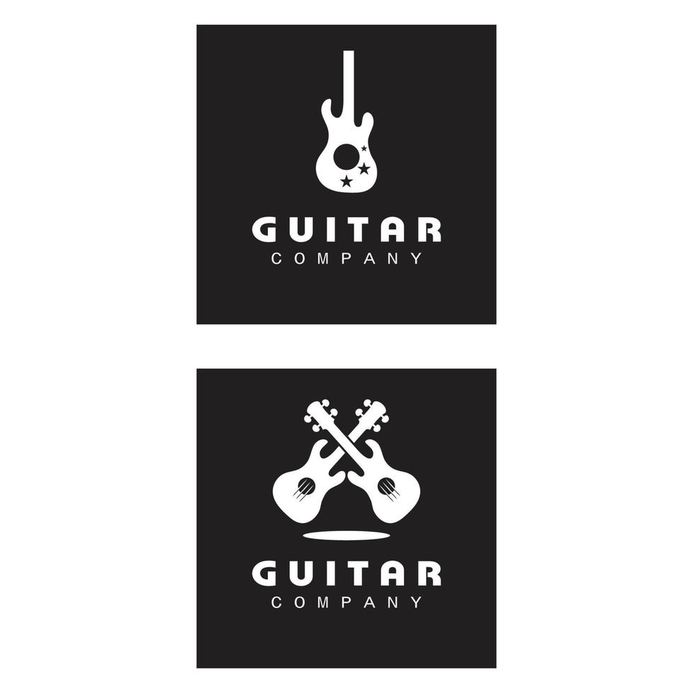kors gitarr musikband emblem stämpel vintage retro logo design vektor