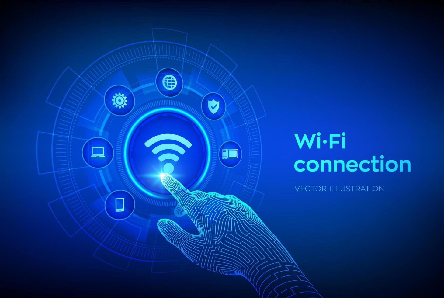 Wi-Fi trådlöst anslutningskoncept. gratis wifi-nätverk signal teknik vektor
