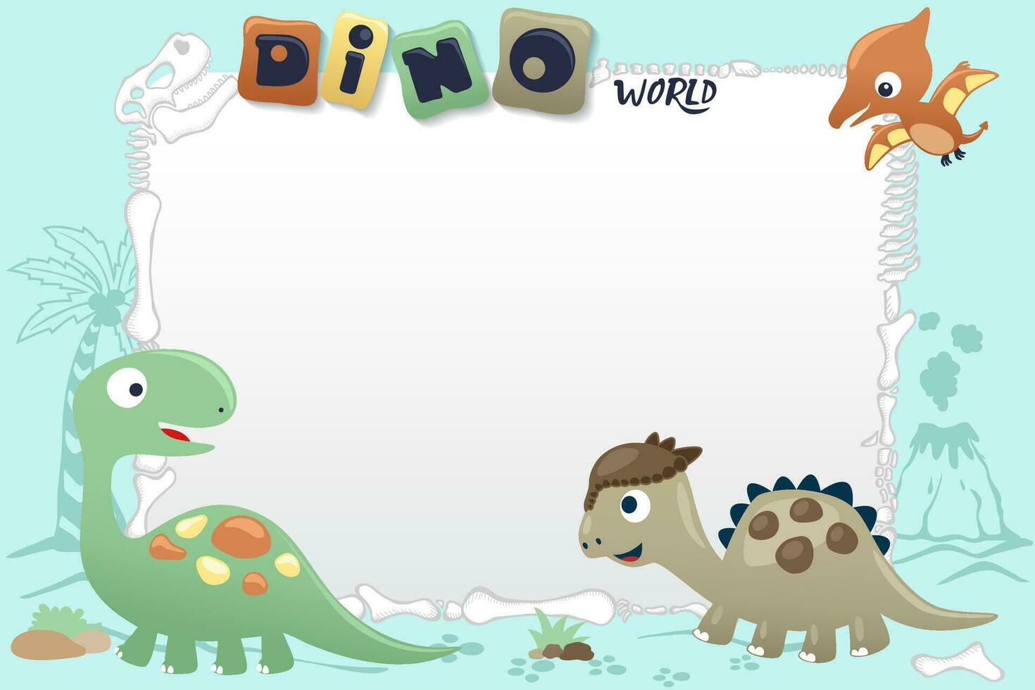 söt dinosaurier tecknad serie med tom tecken. förhistorisk djur vektor illustration
