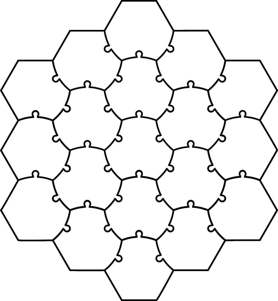 hexagonal kontursåg pussel mall pussel pussel form vaxkaka styrelse spel vektor