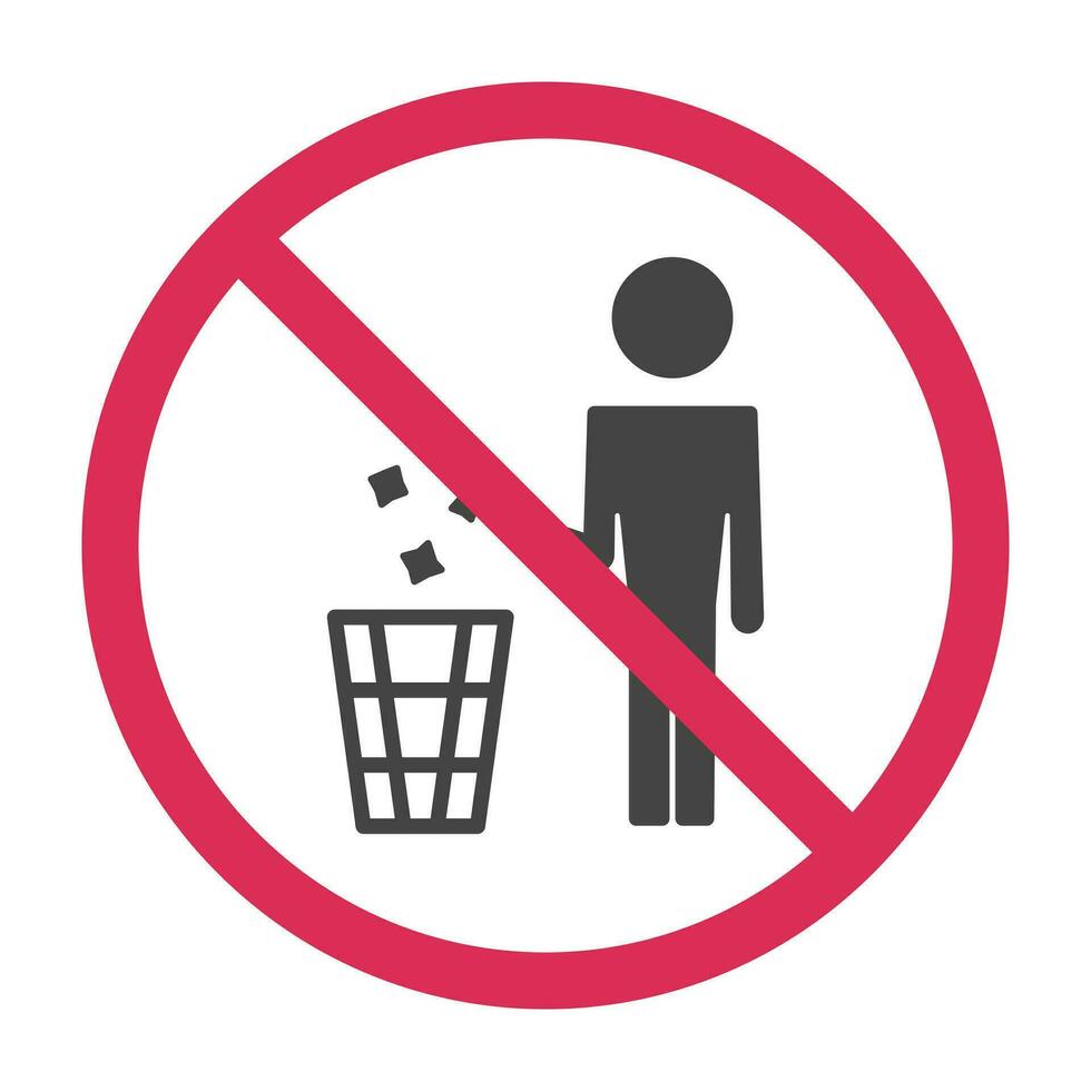 Nein Müll Schild. Verbot Müll Symbol. Vektor Illustration