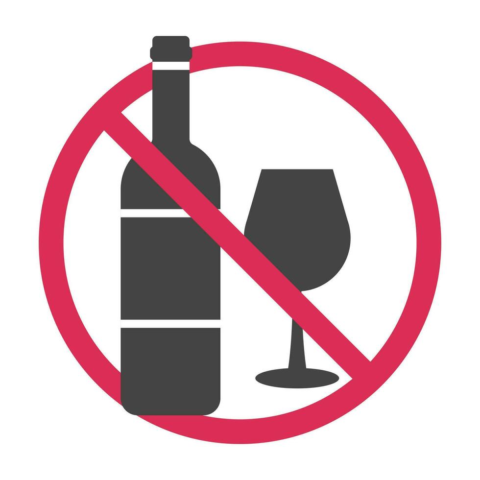 förbjuden dricka alkohol piktogram. dricka alkohol röd sluta cirkel symbol. Nej tillåten dricka alkohol tecken. förbjuden dricka alkohol zon. vektor illustration isolerat på vit bakgrund