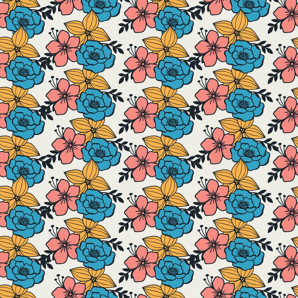 Blumen- nahtlos Muster. Blumen Muster. Blumen- wiederholen zum Stoff und Textil- vektor